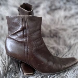 BCBG leather square toed boots